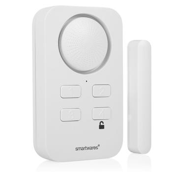 Preview: Allarme affidabile per porte e finestre (bianco) con sensore di movimento - allarme da 90 dB, facile installazione (magnetica), batterie incluse - Protezione efficace