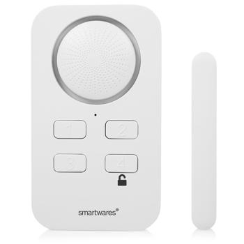 Preview: Allarme affidabile per porte e finestre (bianco) con sensore di movimento - allarme da 90 dB, facile installazione (magnetica), batterie incluse - Protezione efficace