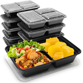 20 boîtes à repas avec couvercle – 3 compartiments, 1,2 L – pour meal prep, sans BPA, micro-ondables