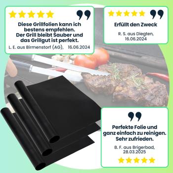 Preview: Dauer BBQ-Grillmatte, 9er-Set Bratmatte aus Glasfaser-Material, wiederverwendbar, für Gasgrill, Holzkohlegrill, Elektrogrill, lebensmittelkonform