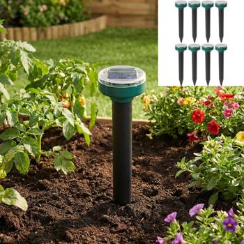 Hocheffizienter Maulwurf- und Wühlmaus-Vertreiber, 8er Spar Pack, Erdspiesse, solarbetrieben, bis 5.600 m², IP44, umweltschonend, ohne Chemie