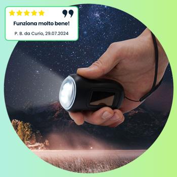 Preview: set di 2 pratiche torce a dinamo di sopravvivenza con pannello solare, 3 LED ad alta potenza, 20 lumen, batteria ricaricabile, ideale per avventure all‘aperto e campeggio