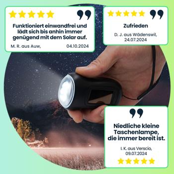 Preview: 2er-Set praktische Survival Dynamo-Taschenlampe mit Solarpanel, 3 High Power LEDs, 20 Lumen, Akku, ideal für Outdoor Abenteuer und Camping Preview: 2er-Set praktische Survival Dynamo-Taschenlampe mit Solarpanel, 3 High Power LEDs, 20 Lumen, Akku, ideal für Outdoor Abenteuer und Camping