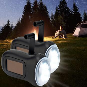 lot de 2 lampes de poche dynamo pratiques pour la survie avec panneau solaire, 3 LED haute puissance, 20 lumens, batterie rechargeable, idéal pour les aventures en plein air et le camping