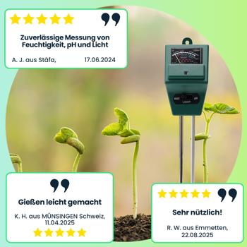 Preview: 2er Set Präzises 3in1 Pflanzenerde Messgerät, Bodentester für Feuchtigkeit, pH-Wert und Lichtverhältnisse, idealen Standort für Pflanzen finden