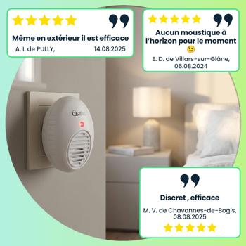 Preview: set di 3 repellenti a ultrasuoni altamente efficaci per la presa di corrente, bianchi, fino a 47 m², contro mosche, moscerini, zanzare, ragni e formiche  