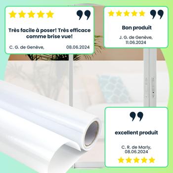 Preview: 2 films fenêtre anti-regards, effet dépoli, électrostatiques (45 x 200 cm): brise-vue efficaces, laissent passer la lumière, installation facile