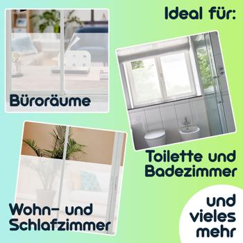 Preview: 6er-Set Milchglasfolie - Sichtschutz-Folie statisch-haftend - 45x200cm - Blickdicht & lichtdurchlässig für Bad, Büro, Umkleide - rückstandslos ablösbar
