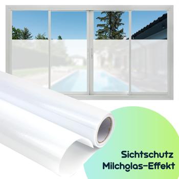 Preview: 6er-Set Milchglasfolie - Sichtschutz-Folie statisch-haftend - 45x200cm - Blickdicht & lichtdurchlässig für Bad, Büro, Umkleide - rückstandslos ablösbar