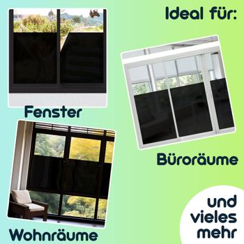 Preview: 2er Set Sichtschutzfolie 50 x 200 cm – dunkle, selbstklebende Fensterfolie mit UV-Schutz – blickdicht & ideal für Fenster, Büro & Wohnräume