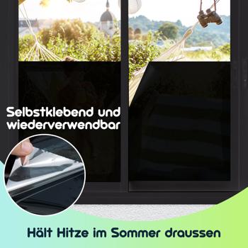 Preview: 4er Set Sichtschutzfolie 50 x 200 cm – dunkle, selbstklebende Fensterfolie mit UV-Schutz – blickdicht & ideal für Fenster, Büro & Wohnräume