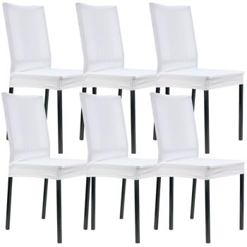 Preview: Stuhlbezüge, 6er-Spar-Set, elegant u. hochwertig, weiss, Stretch mit Lehnenbezug, OEKO-TEX Standard 100, waschbar bis 40°C, Schutz vor Abnutzung