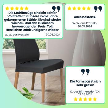 Preview: Hochwertiger Stuhlbezug, schwarz, 4er-Set, Stretch mit Lehnenbezug, OEKO-TEX Standard 100, waschbar bis 40°C, Schutz vor Abnutzung