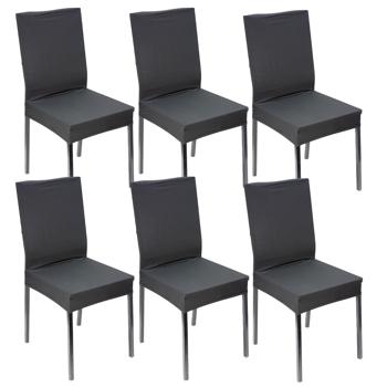 Preview: Chair covers, set of 6, elegant and high-quality, black, stretch with backrest cover, OEKO-TEX Standard 100, washable up to 40°C, protection against wear and tear