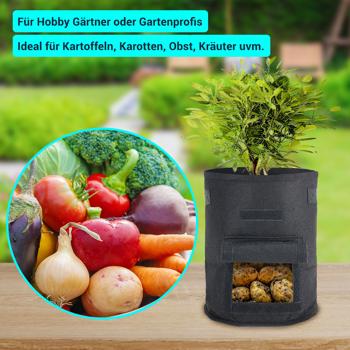 Preview: XL-Pflanzen-Wachstumssäcke, 4er-Set, mit Tragegriffen und Sichtfenster, je 38 l, wasserdurchlässig, Vliestopf für Kartoffeln, Zwiebeln, Karotten u.v.m