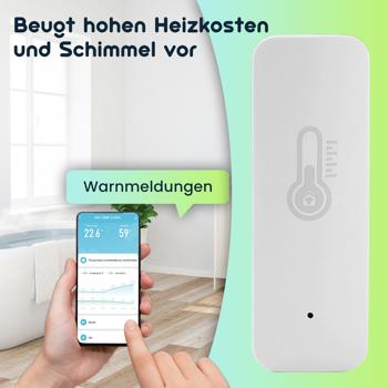 Preview: 2er-Set Intelligentes Thermometer und Hygrometer, Temperatur- & Luftfeuchtigkeits-Sensor mit Tuya oder SmartLife App, Haus-Automatisierung