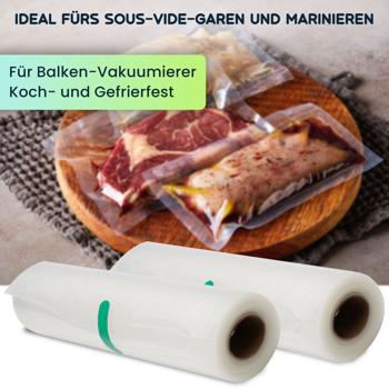 Preview: Vakuumier Folienschläuche, Profi Qualität, 4er Set, für Balken-Vakuumierer u. Schweissgeräte 20 x 500 cm, BPA-frei, perfekt als Sous Vide Beutel