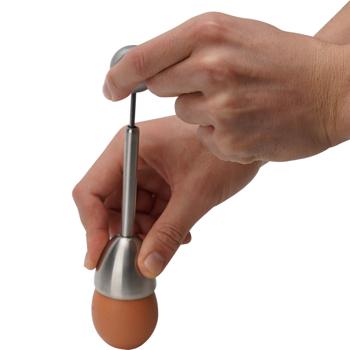 Preview: 2 Toqueurs à Œuf Inox - Ouvre-Œufs Pratiques pour Œufs Durs & Coque - Cassure Nette Mécanisme à Ressort - Nettoyage Facile Lave-Vaisselle