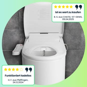Preview: 2er-Set Smarter Premium Dusch-WC-Sitz mit Warmluft-Fön, Toilettenaufsatz mit Sitzheizung, Absenkautomatik und App Preview: 2er-Set Smarter Premium Dusch-WC-Sitz mit Warmluft-Fön, Toilettenaufsatz mit Sitzheizung, Absenkautomatik und App