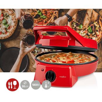 Preview: Forno per pizza elettrico e griglia da tavolo, Ø 30 cm, rosso, 1800 W, antiaderente, riscaldamento rapido, pizza croccante, ideale per feste e famiglia Preview: Forno per pizza elettrico e griglia da tavolo, Ø 30 cm, rosso, 1800 W, antiaderente, riscaldamento rapido, pizza croccante, ideale per feste e famiglia