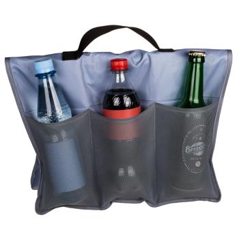 Preview: Fahrrad Kühltasche 40x60 cm - für 6 Flaschen/Dosen kühl halten - inkl. Kühlpacks - Polyester robust - leichte Befestigung am Velo für Radtouren