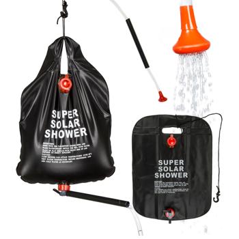 Preview: Camping-Dusche 10L - mobile Solardusche mit Duschkopf & Ventil - auslaufsicher, tragbar, robustem PVC - für Festivals & Zelten