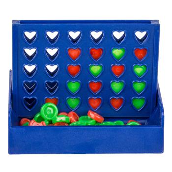 Preview: Mini-jeu de table Quatre en ligne - Fenêtres cœur, jeu de stratégie de voyage pour couples, enfants - Plastique robuste, 10x6cm, 2 joueurs