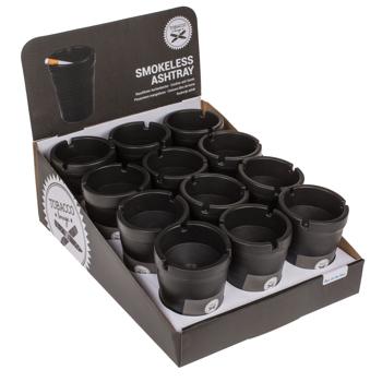 Preview: Rauchfreier Aschenbecher schwarz – 10 x 8 cm – geruchsreduzierend & stilvoll – ideal für Innenräume, rauchfreie Umgebung & saubere Luft