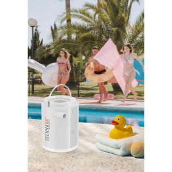 Preview: Compact cordless air pump with 5 attachments & LED light – white, ideal for air mattresses, swim rings, camping & holidays, always with you