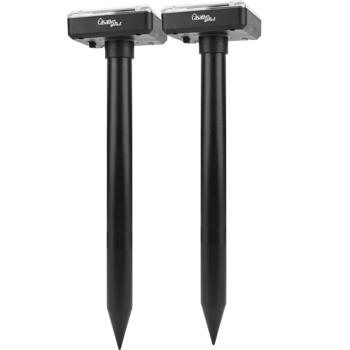 Preview: 2er-Set Solar-Maulwurf-/Wühlmausvertreiber, 400Hz, IP44: Umweltfreundlich, mit Akku, Effektiver Maulwurfschreck für Garten und Feld
