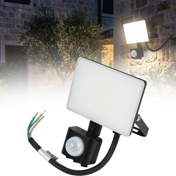 LED-Strahler ultraflach, 950lm - Mit Bewegungssensor &  LED Beleuchtung für Hof, Haus, Eingang, Keller, Garage - 10W, IP44, 6000K, 120 Grad