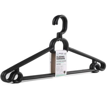 Preview: Cintre Lot de 3 - Noir Élégant pour Armoire Organisée - Picots Antidérapants - Barre et Crochets Latéraux pour Pantalons & Jupes - Facile à Nettoyer