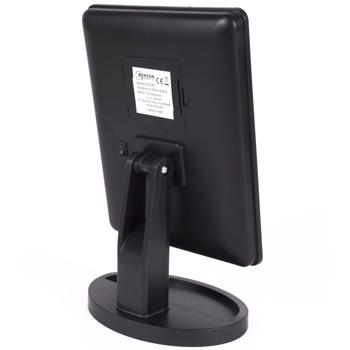 Preview: Specchio da trucco LED dimmerabile, 16 LED, 27x17cm, base girevole, nero elegante: per un trucco preciso, illuminazione ottimale