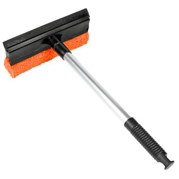 Preview: 2-in-1 Fensterreiniger mit Schwamm und Abzieher - Streifenfreie Sauberkeit für Autofenster, Glastüren, Wohnungen - L 36 cm B 24 cm - Robustes Aluminium