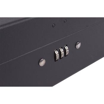 Preview: Geldkassette mit 3-stelligem Kombi-Zahlenschloss - Sichere Aufbewahrung Bargeld Dokumente Wertsachen - Herausnehmbares Fach - 25x18x9cm Schwarz