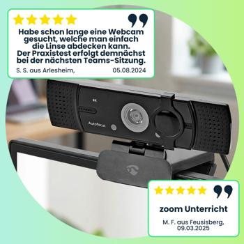 Preview: 4K Ultra HD Webcam mit FullHD Streaming, Stereomikrofon, 120° Weitwinkel & flexible Befestigung für gestochen scharfe Videos