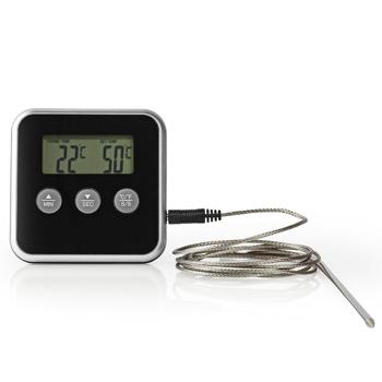 Preview: Termometro digitale preciso per carne, arrosto e forno, fino a +250 °C, sonda in acciaio inox, timer per barbecue, grill, affumicatore, forno