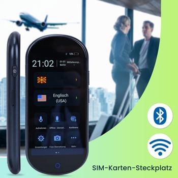 Preview: Revolutionary real-time translator in a set of 2: 137 languages, instant translation, text & voice function, currency converter, large display, black design