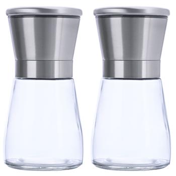 Preview: 2 moulins à sel et à poivre: verre et inox, broyeur céramique – 160 ml, Ø 13,2 cm – mouture réglable en continu – pour un maximum de saveurs Preview: 2 moulins à sel et à poivre: verre et inox, broyeur céramique – 160 ml, Ø 13,2 cm – mouture réglable en continu – pour un maximum de saveurs
