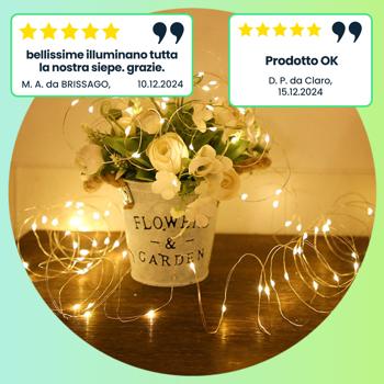 Preview: set di 2 luci solari in filo di rame da 22 m, 200 LED bianchi caldi, IP44 - Efficienza energetica, robustezza e bellezza