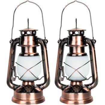 Preview: 2 lampes-tempête à LED rétro (bronze, 25 cm) avec effet flamme – design classique, technologie moderne, à piles