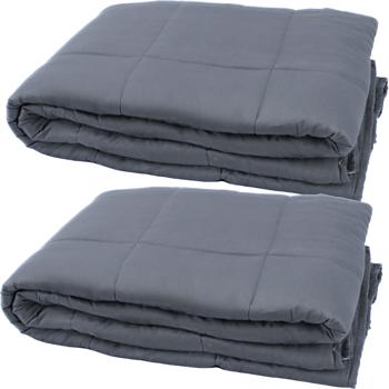 Preview: lot de 2 couvertures confort 150 x 200cm, 7kg - coton premium & billes de verre pour une relaxation profonde, un meilleur sommeil & une réduction du stress
