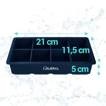 Preview: Set da 3 stampi XXL in silicone per cubetti di ghiaccio (8 scomparti, 5 x 5 cm): grandi cubetti di ghiaccio, capacità 1 litro – stampo per ghiaccio senza BPA, durevole e riutilizzabile