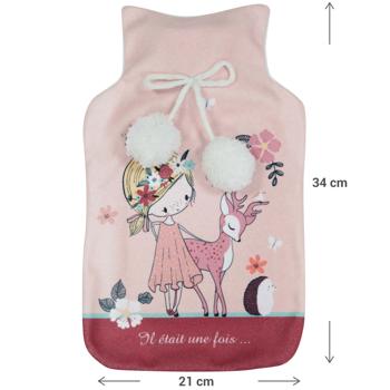 Preview: Hot water bottle, with colorful Bambi cover, fleece, 21 x 34 cm