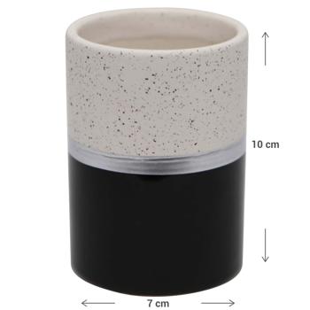 Preview: Keramikbecher Schwarz-Beige-Look - Vielseitiger Zahnputz-/Make-Up-/Stiftehalter - Modernes Deko-Accessoire für Bad, Büro & Wohnzimmer