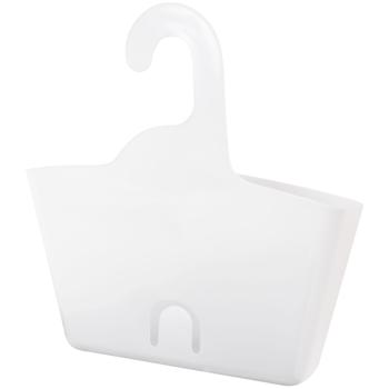 Preview: Panier de Douche Blanc à Suspendre - Rangement Facile Shampooing Gel Douche Savon - Design Moderne - Plastique 23,5x8,5x25,5cm - Fixation Simple