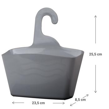 Preview: Panier de Douche Anthracite à Suspendre - Rangement Shampooing Gel Douche Savon - 23,5x8,5x25,5cm - Fixation Facile - Design Moderne - Plastique