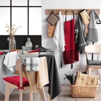 Preview: Tablier de Cuisine Coton Recyclé - Protection Vêtements Cuisine, Pâtisserie, Grillades - Gris Imprimé Couverts 60x84 cm