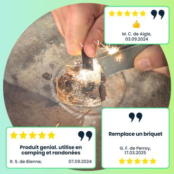 Preview: Pierre à feu avec grattoir et bloc de magnésium: pour survie, feux de camps, poêles à bois, camping et outdoor