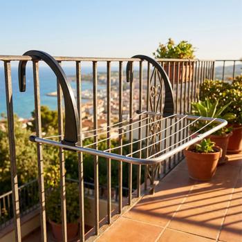 Preview: Ingenious mobile clothes horse for hanging on radiators and balcony railings, clothes drying rack with 3 m capacity, space-saving use